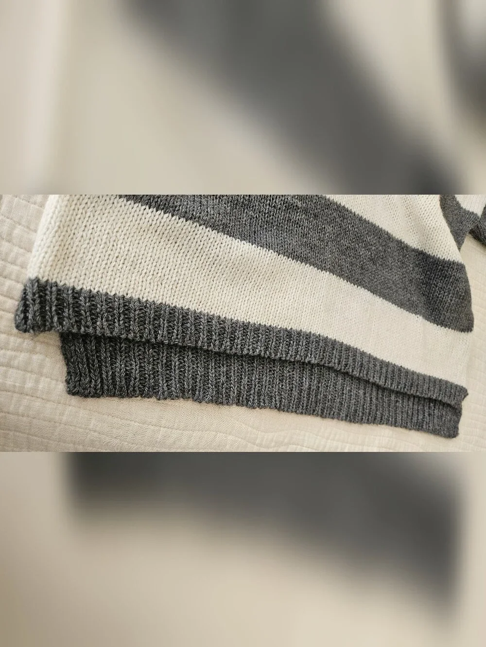 Brandy Melville Striped Knit Sweater - Gray and Cream One Size Fits All